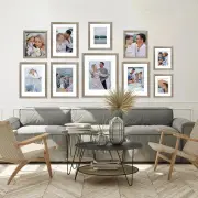Deluxe Gallery Photo Wall Frame Set F - 10 Frames - Stone Ash