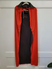 NEW Halloween Vampire/Vampiress Cape Red/Black Reversible 62" Long Tie Neck