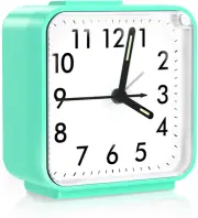 OQIMAX Alarm Clocks Bedside, Non Ticking Analog Alarm Clock with Luminous Pointe