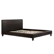 Queen PU Leather Bed Frame Brown