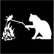 HaiRxr Car Sticker Cat Fries A Mouse Cool Removable Decal Car Auto Sticker Car Accessories (Color : White, Size : 20x11 cm)