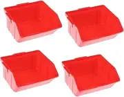 LALAFINA 4pcs Warehouse Storage Box Storage Bins Shed Organization Stackable Bins Warehouse Shelving Bead Organizers and Storage Garage Cabinets and Storage System Craft Organizer Red Abs