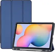 [ProCase] Cover for Galaxy Tab S6 Lite 10.4 Case 2024 2022 2020 with S Pen Holder(SM-P620/P625/P613/P619/P615/P610), Trifold Stand Folio Soft TPU Translucent Back Cover Support Auto Wake/Sleep -Navy