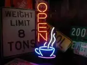 Hot Coffee Cafe Open 20" Neon Sign Lamp Light Display Bar Shop Wall Glass AL