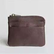 COOKX Men's and Women's Leather Zip Mini Coin Purse Coin Bag Short Small Wallet Bank Card Bag