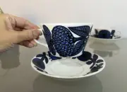 Gustavsberg Blå Aster (Blue Aster) Tea Cup Set by Stig Lindberg