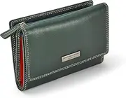 [Woodland Leathers] 100% Genuine Leather Ladies Purse and Wallet for Women, Multi Card Holder RFID Blocking Purses for Women with Coin Zipper Pocket and Cash Compartment, Green, S, Minimalist