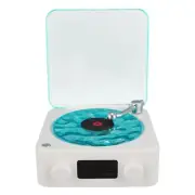 Record player style speaker with night light and time display, vintage record pl