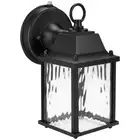 Outdoor Lantern LED Porch Wall Light Clear Water Glass Dusk to Dawn Sensor Black