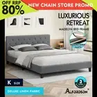 ALFORDSON Bed Frame King Size Wooden Base Platform Grey Fabric MADELYN
