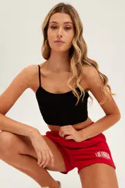 Black Singlet Top Seamless - Size L, Women's Singlet