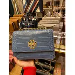 【美國OUTLET正品】TORY BURCH TB 亮面 LOGO 鱷魚紋 鏈帶包