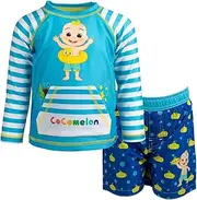 [CoComelon] JJ Raglan Long Sleeve Rash Guard Swim Shirt & Swim Bottom Set