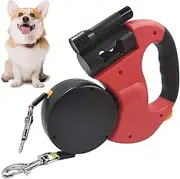 Retractable Dog , No Pull Pet Lead, LED Light Collar Accessory, Heavy Duty Nylon Strap Ergonomic Anti Slip Handle for Night Walk Training Jogging Travel, 9.84 x 7.87 x 1.97 inches