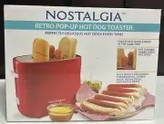 Nostalgia Electrics Retro Series Pop-Up Hot Dog & Bun Red Toaster, Brand New!