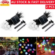 2x 50LED Solar Outdoor String Fairy Light Crystal Globe Garden Decor Colorful AU