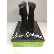 NIB Sam Edelman Tilden Black Suede Fringe Boots 8M