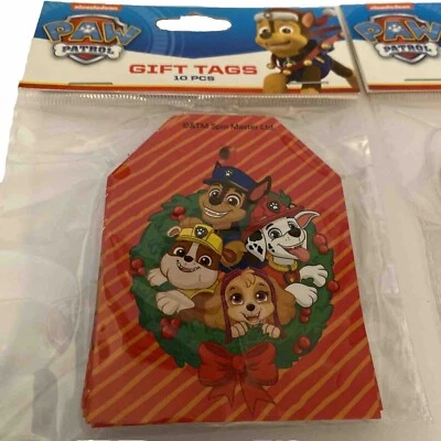 Nickelodeon Paw Patrol Christmas Gift Tags 10 Count. Fast Shipping