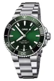 Oris Aquis Automatic Steel Green Dial Date Divers Mens Watch 733 7730 4157-MB
