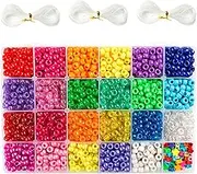 INSCRAFT Pony Beads, 33,00 pcs 9mm Pony Beads Set in 23 Colors with Letter Beads, Star Beads and Elastic String for Bracelet Jewelry Making by