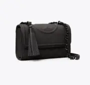 TORY BURCH FLEMING MATTE SMALL CONVERTIBLE SHOULDER BAG, BLACK, 82562, NEW, $498