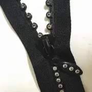 Black Nylon Zipper - Resin Crystal Puller 12cm Zippers Clothing Sewing Supplies