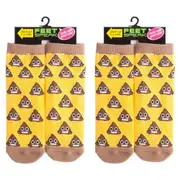 2PK Feet Speak Koolface Poo Women's Casual Ankle/Crew Socks Yellow One-Size