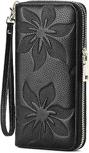 [GOIACII] Women's Wallet Ladies Large Capacity Wristlet Long Phone Clutch Purse Bifold Credit Card RFID Blocking Leather