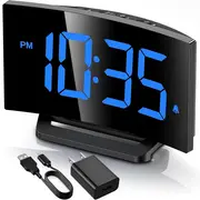 Mpow Alarm Clock for Bedrooms Kids, Digital Clock Curved Design, 6 Levels Brightness, Battery Backup