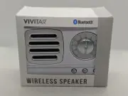 Vivitar Retro Radio Bluetooth White Lightweight Wireless Speaker New
