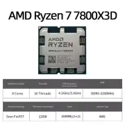 AMD Ryzen 7 7800X3D Brand New CPU 5GHz 8-Core 16-Thread 104MB Cache 4NM TDP 120W