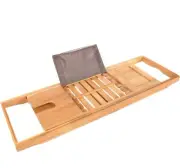 Premium Bath Caddy - Extendable Bamboo Wood Bathtub Tray new