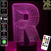 R - ALPHABET Letter 3D LED Battery USB Night Light Colour Change Room Lamp