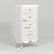 GUAWJRZDP Chest of Drawers, Retro Storage Cabinet, Drawer Chest, Multiple Drawer Storage, Drawers Organizer Storage, Hollow Handle, for Bedroom Living Room, Closet(White,5-Drawer)