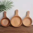 450/650ml Salad Bowl Easy to Clean Container Single Handle Wood Bowl Thick