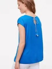 NWT Women’s Ann Taylor LOFT Royal Blue Tassel Tie Back Top Tee Shirt - X-SMALL