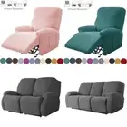 1/2/3/4 Seater Split Recliner Sofa Cover Solid Color Armchair Covers Removable