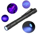 Portable 395nm UV Light Blacklight LED Flashlight Penlight Clip Pen Torch
