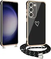 [vumebao] Phone Case for Samsung A54 5G with Lanyard, Heart Love Design Bumper Phone Case Compatible with Samsung A54 5G, Slim Shock Resistant TPU Phone Cover with Shoulder Strap