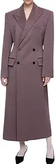 [Zadaos] Women's Solid Color Double Breasted Blazer Casual Lapel Long Sleeves Suit Jacket Picture Color 3XL(US-16)