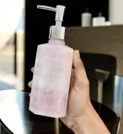 5" Handcrafted Rose Quartz Soap Dispenser Luxury Custom Made Home Decor