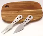 Cheese Board Set Platter Slicer Cutter Butter Knife Stainless Steel Wood Kitchen