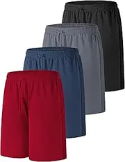[Resinta] 4 Packs Toddler Boy Mesh Shorts with Pockets Quick Dry Boys Athletic Performance Basketball Shorts with Drawstring