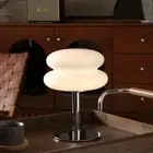 White Mushroom Bedside Table Lamp,Mid Century Modern Lamp for Nightstand, Dim...