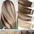 CLEARANCE Tape in Russian Remy Human Hair Extensions Skin Weft Balayage Blonde M