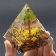 Orgone Pyramid Tree of Life Peridot Crystal,Reiki Healing Chakra Meditation Tool