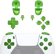 eXtremeRate Replacement Buttons Set for PS5 Controller BDM-030, DIY Replacement Knobs D-Pad L1 R1 R2 L2 Trigger Buttons Option/Share Button Action Buttons Replacement Part Accessories for PS5 Controller - Transparent Green