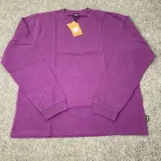 Stussy Pigment Dyed Long Sleeve Crew Mens Shirt XXL Purple Plain Basic NWT