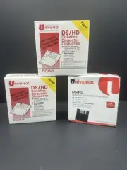 Universal DS HD 3.5inch Diskettes IBM-Formatted 3 Boxes of 11 SEALED NEW