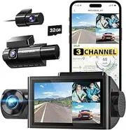 WOLFBOX i07 Dash Cam, 3 Channel Dash Cam Built in WiFi GPS, 4K+1080P Dash Camera Front and Inside, 2K 1440P+1080P+1080P, 3" LCD Super IR Night Vision, 24 Hours Parking Monitor, Support 128GB Max